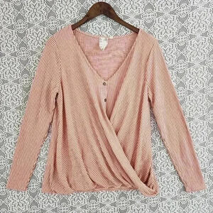 Blu Pepper Wrap Striped Long sleeve Blouse M